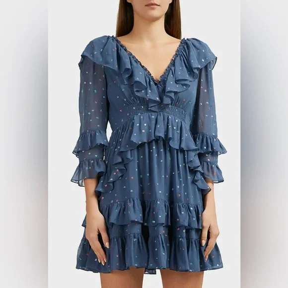 Rebecca Taylor glitter gem ruffle mini dress - Picture 9 of 9